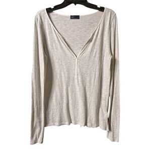 GAP Long Sleeve Cotton Shirt Size L in Gray/Cream